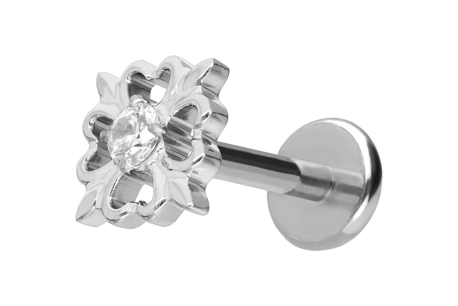 Titan Labret Piercing mit Push Fit KLEEBLATT